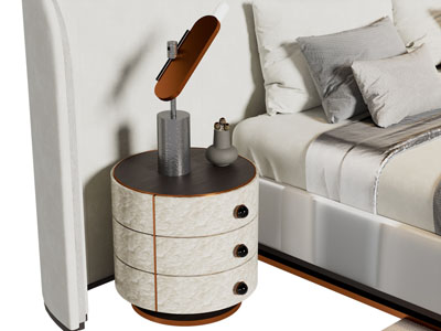 现代圆形床头柜 台灯