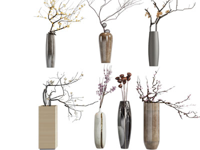 新中式陶瓷花瓶花卉 摆件组合