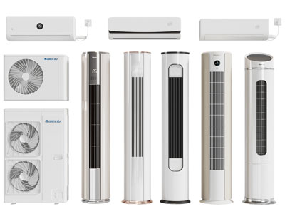 现代壁挂式空调 外机 柱形立式空调3d模型 现代壁挂式空调 外机 柱形立式空调
