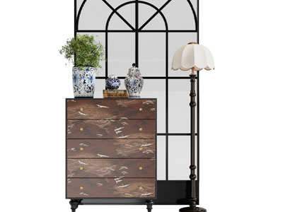 法式中古玄关柜 斗柜 落地灯3d模型 法式中古玄关柜 斗柜 落地灯