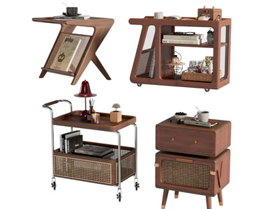 现代中古风床头柜 边几角几