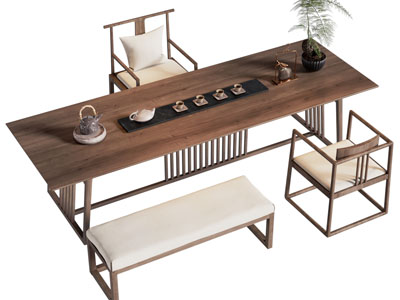 新中式中古茶桌椅组合3d模型 新中式中古茶桌椅组合