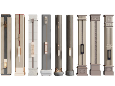 新中式方形装饰壁灯的柱子3d模型 新中式方形装饰壁灯的柱子