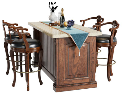 美式吧台吧椅组合3d模型 美式吧台吧椅组合