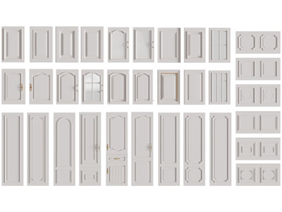简欧实木柜门3d模型 简欧实木柜门