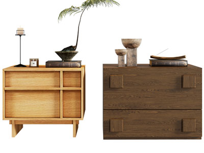 侘寂风中古风实木床头柜