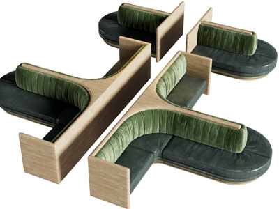 现代饭店餐馆卡座 多人沙发3d模型 现代饭店餐馆卡座 多人沙发