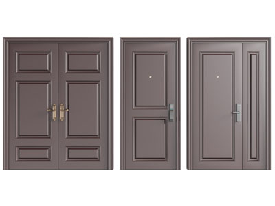 现代金属双扇大门 入户门 防盗门 子母平开门3d模型 现代金属双扇大门 入户门 防盗门 子母平开门