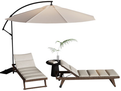 现代遮阳伞 躺椅