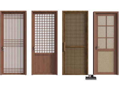 侘寂风房门 玻璃门 木门 平开门3d模型 侘寂风房门 玻璃门 木门 平开门