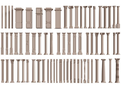 现代罗马柱子 雕花圆形 方形柱子3d模型 现代罗马柱子 雕花圆形 方形柱子