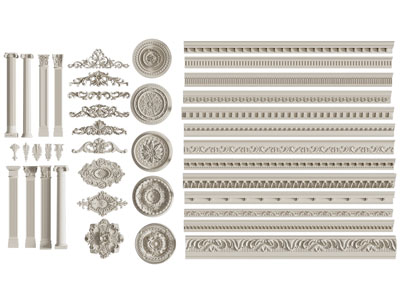 欧式雕花角线 灯盘 罗马柱子3d模型 欧式雕花角线 灯盘 罗马柱子