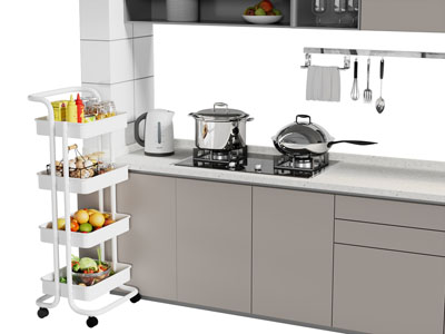 现代燃气灶 锅具 水果蔬菜置物架 厨具组合