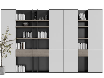现代半开放式书柜
