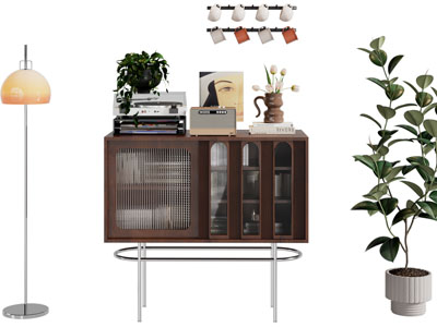 现代中古风玄关柜 边柜3d模型 现代中古风玄关柜 边柜