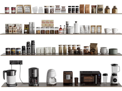 现代调料瓶 密封罐 厨房电器 摆件组合3d模型 现代调料瓶 密封罐 厨房电器 摆件组合