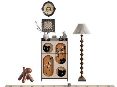 法式中古玄关柜 边柜 落地灯3d模型 法式中古玄关柜 边柜 落地灯