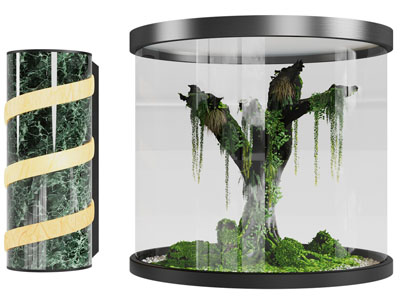 现代圆柱形室内景观园艺小品