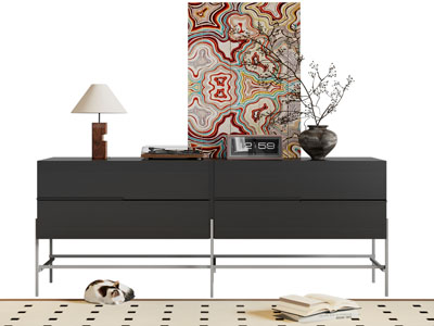 现代玄关柜 摆件组合3d模型 现代玄关柜 摆件组合