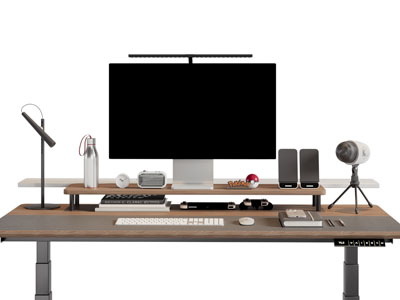 现代中古风书桌 电脑桌 摆件组合3d模型 现代中古风书桌 电脑桌 摆件组合