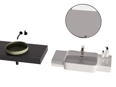 现代洗手台 洗手盆 镜子