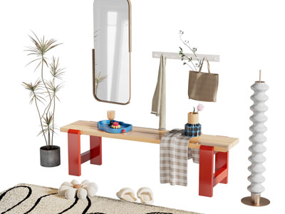 现代多巴胺换鞋凳子 穿衣镜 衣钩