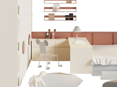 现代儿童单人床 书桌椅组合