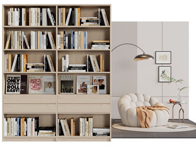 现代实木书柜 懒人沙发