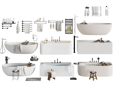 现代陶瓷浴缸浴盆 毛巾架 卫浴小件