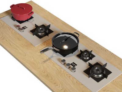 现代燃气灶 锅具 厨房电器3d模型 现代燃气灶 锅具 厨房电器