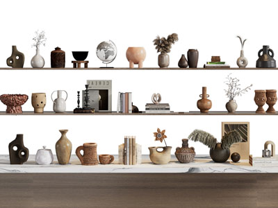 现代陶艺花瓶花卉摆件组合