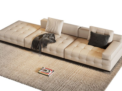 现代奶油风多人沙发 贵妃椅 美人榻