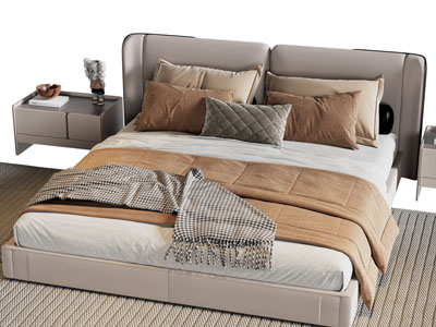 现代双人床 床头柜