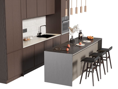 现代厨房中岛台 吧台吧椅3d模型 现代厨房中岛台 吧台吧椅