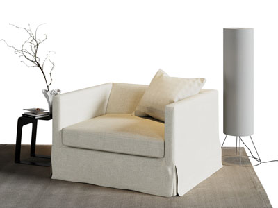 侘寂风单人沙发 边几 落地灯