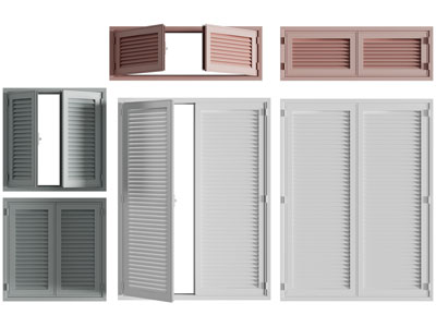 北欧实木百叶窗户3d模型 北欧实木百叶窗户