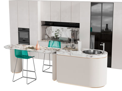 现代轻奢椭圆形吧台餐桌椅组合3d模型 现代轻奢椭圆形吧台餐桌椅组合