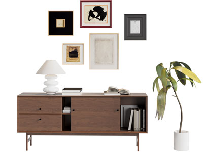 现代中古风玄关柜 装饰挂画3d模型 现代中古风玄关柜 装饰挂画