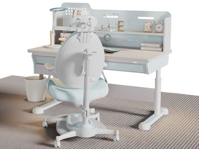 现代学生书桌椅组合3d模型 现代学生书桌椅组合