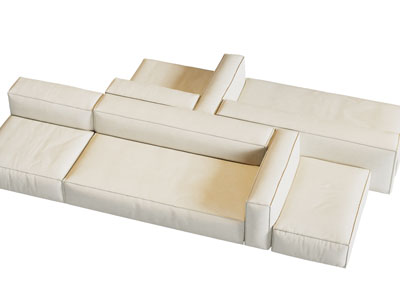 现代双向奶油风多人沙发3d模型 现代双向奶油风多人沙发