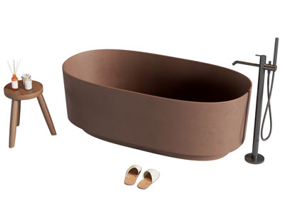 侘寂风陶艺椭圆形浴缸浴盆