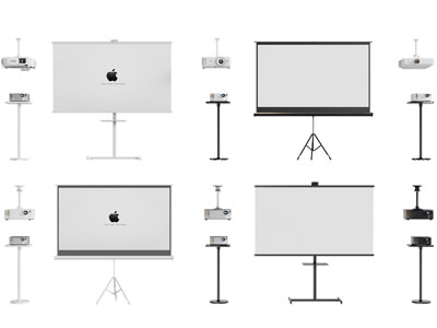 现代支架投影幕布 投影仪3d模型 现代支架投影幕布 投影仪