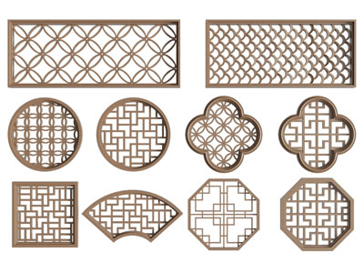 新中式镂花窗 窗格 花格3d模型 新中式镂花窗 窗格 花格