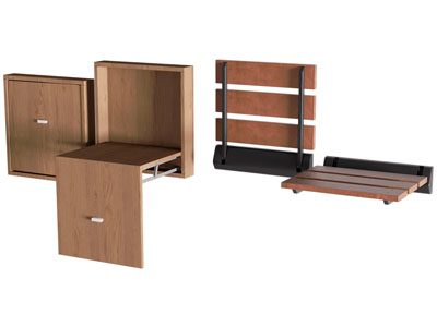 现代中古风墙面可折叠收纳换鞋凳子