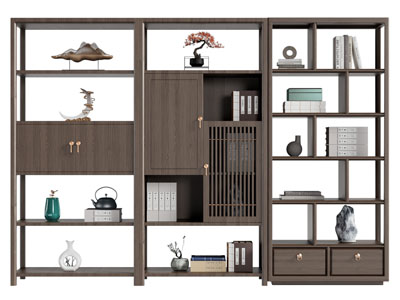 新中式实木镂空装饰柜