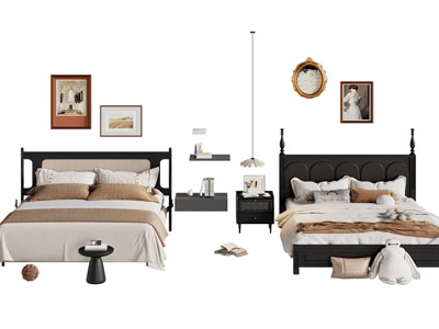 法式双人床 床头柜