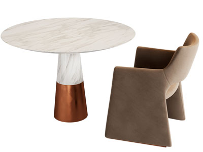 现代圆形餐桌椅组合3d模型 现代圆形餐桌椅组合