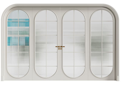 法式奶油风拱形玻璃双开门 房门3d模型 法式奶油风拱形玻璃双开门 房门