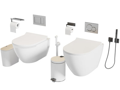 现代智能马桶 垃圾桶 厕纸