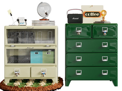 工业风loft玄关柜 边柜 斗柜3d模型 工业风loft玄关柜 边柜 斗柜